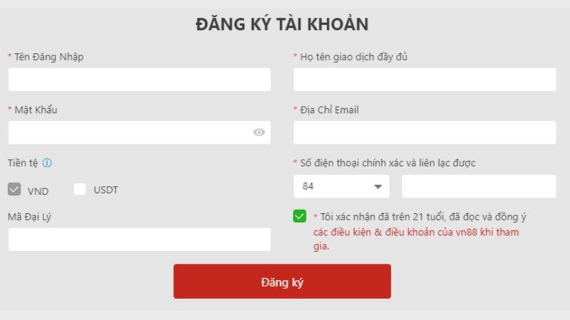 Đăng ký tài khoản, trở thành người chơi chính thức của VN88 