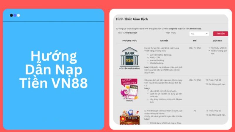 Nạp tiền vào VN88 để sẵn sàng tham gia giải trí